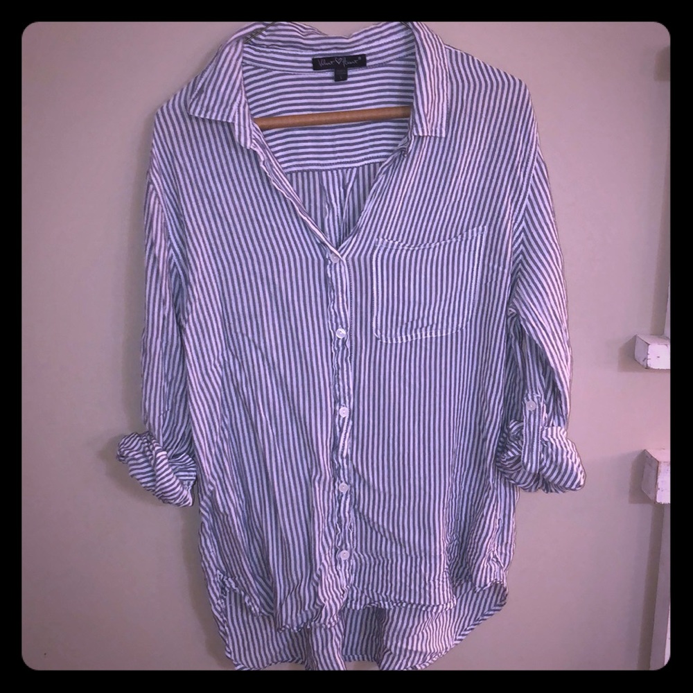 Striped Denim Buttoned Up Top